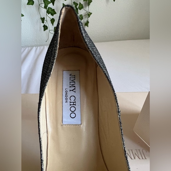 Authentic Lame Glitter- Anthracite Jimmy Choo Heels Size 37.5 - Picture 16 of 16
